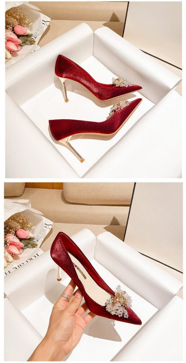 Runnig heels Runnig heels 818-10 Pointed High Heels Women's Stiletto Heel Red Wedding Shoes Bridal Shoes 32-Size 43