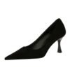 Bigtree Shoes 3767-A1 European and American Style Fashion Simple and Thin High Heels Wine Cup Heel High Heel Low-Cut Pointed Toe Suede Women's Shoes