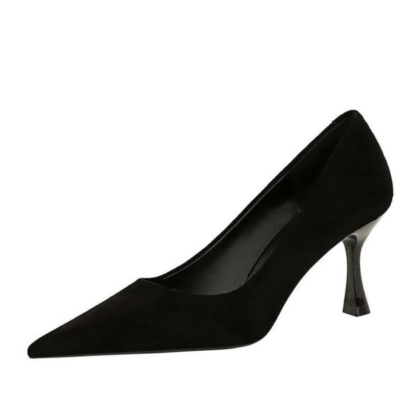 Bigtree Shoes 3767-A1 European and American Style Fashion Simple and Thin High Heels Wine Cup Heel High Heel Low-Cut Pointed Toe Suede Women's Shoes