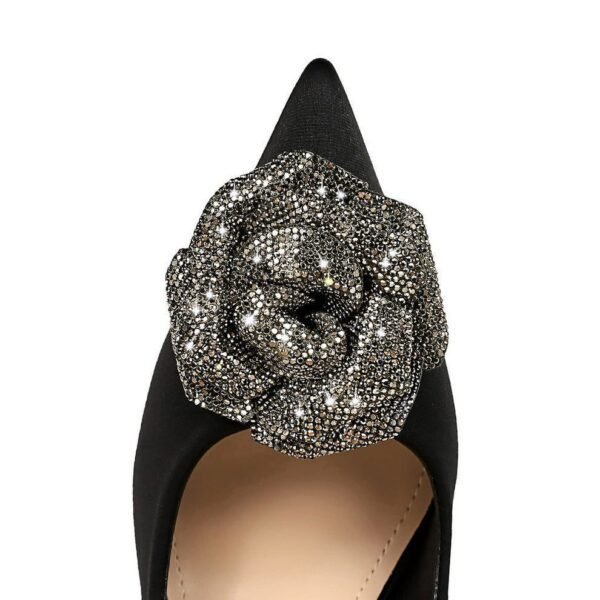 BIGTREE SHOES 18249-H52 European and American High Heels Women's Shoes Stiletto Heel Satin Shallow Mouth Pointed Toe Rhinestone Rose Pumps