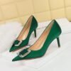 BIGTREE SHOES 3265-ak6 European and American Style Fashion Banquet Women's Shoes Stiletto Heel Shallow Mouth Pointed Toe Rhinestone Buckle Pumps High Heels Women