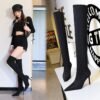 315-A9Over knee boots pointed high heel boots satin elastic boots-Bigtree shoes