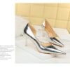 2928-1 European and American style fine-heeled high-heeled shallow pointed side hollow retro metal stone pattern shoes