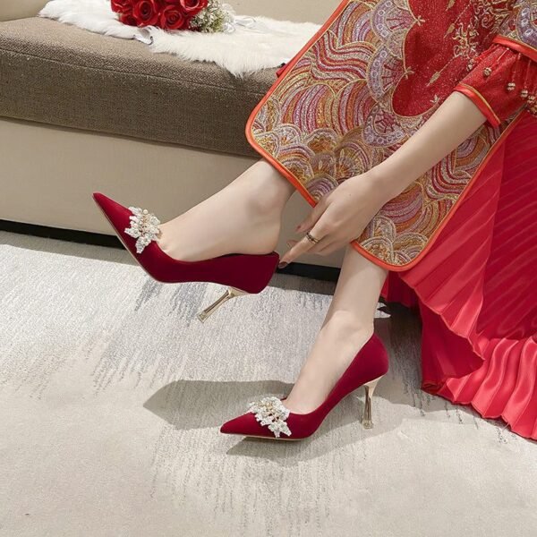 Runnig heels C888-7 Pointed Toe Stiletto Wedding Shoes Bridal Shoes Bridesmaid High-Grade Stiletto Heels