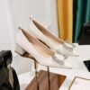 BIGTREE SHOES 1235-2k72 European and American Style Fashion Banquet Women's Shoes Comfortable Thick Heel Mid Heel Light Buckle Metal Rhinestone Buckle Women's Shoes