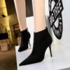 BIG TREE SHOES 173-9 European and American Fashion Minimalist Stiletto Heel Suede Pointed Toe Thinner Short Boots Winter Ankle Boots