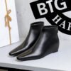 Bigtree Shoes 6632-8 European and American Retro Simplicity All-Matching Women's Boots Wedge Hidden Heel Mid Heel Slim Ankle Boots Ankle Boots