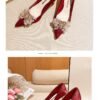 Runnig heels Runnig heels 818-10 Pointed High Heels Women's Stiletto Heel Red Wedding Shoes Bridal Shoes 32-Size 43