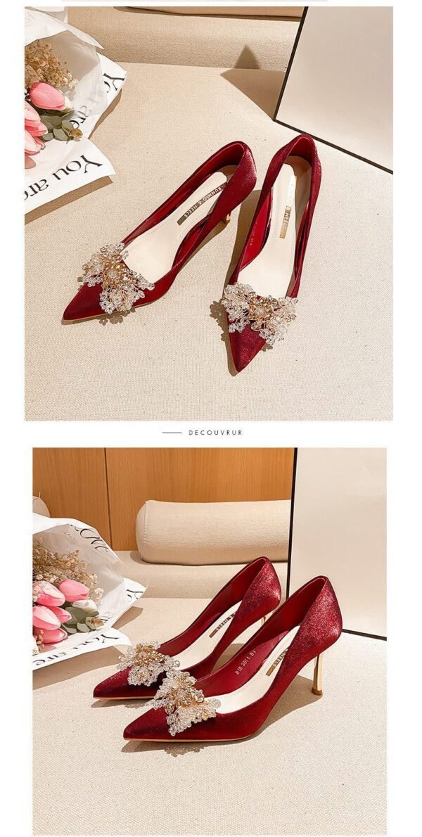 Runnig heels Runnig heels 818-10 Pointed High Heels Women's Stiletto Heel Red Wedding Shoes Bridal Shoes 32-Size 43