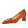 1590d1bc15b98148e04b1717bba1281c BIG TREE SHOES 6186-k29 European and American Style Fashion Banquet High Heel Women's Shoes Thick Heel Satin Low-Cut Square Toe Metal Rhinestone Buckle Pumps