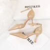 8323-5 European and American Banquet High Heel Low-Cut Pointed Toe Shiny Patent Leather Solid Color Snake Pattern Hollow Hollow-out Strap Sandals BIG TREE SHOES