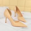 Bigtree Shoes 8239-5 European and American Style Slimming Super High Heel Stiletto Low Mouth Pointed Side Hollow Patent Leather Snake Pattern Women's Thin Shoes