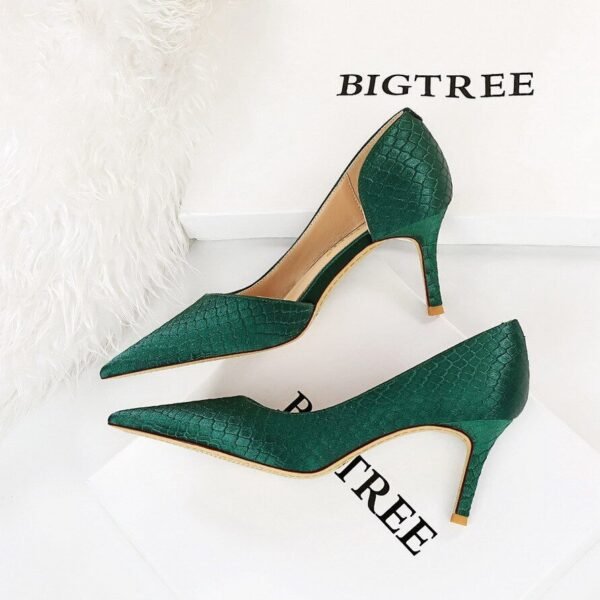 3165-A1Snake women's high heels green high heels pointed non-slip women's shoes -Bigtree shoes