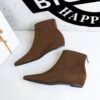 Bigtree Shoes 6632-10 Korean Style Simple All-Match Height Increasing Insole Female Boots Suede Short Tube Square Toe Pedicure Slimming Ankle Boots