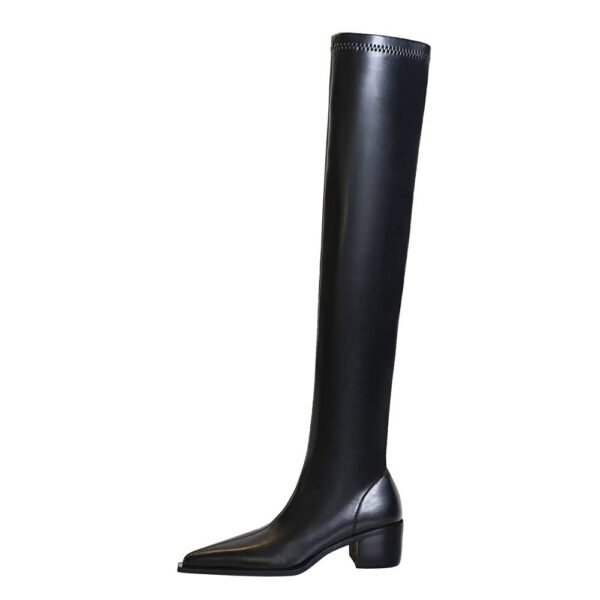 BIG TREE SHOES 009-22 European and American Fashion Minimalist Chunky Heel High Heel Pointed Toe Pedicure Skinny Leg over-the-Knee Boots Boots