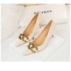 7239-A1 European and American fashion banquet women's shoes fine heel high heel shallow pointed metal buckle single shoes high heels