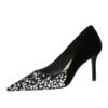 BIGTREE SHOES 7236-1 European and American Style Affordable Luxury Fashion Banquet Women's Shoes High Heels Stiletto Heel Shallow Mouth Pointed Stitching Sequin Cloth Pumps