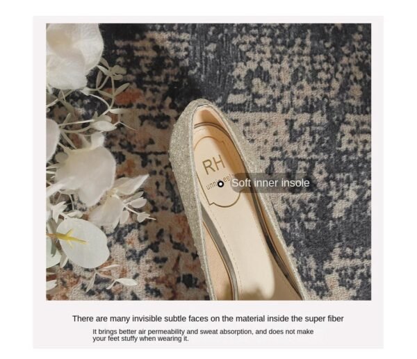 229-7 French Pointed Flat Low Heel High-Grade Wedding Shoes Bridesmaid Shoes Wedding Dress Two-Way Wear