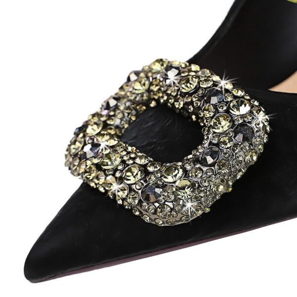 Bigtree Shoes 7239-Ak83 European and American Style Fashionable Banquet Women's Shoes Stiletto High Heel Shallow Mouth Pointed Rhinestone Metal Buckle Single-Layer Shoes for Women