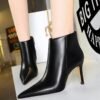 7286-1Winter boots, leather boots, stiletto shoes, women's-Bigtree shoes