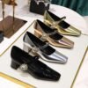 BIGTREE SHOES 5288-K86 Retro European American Style Banquet Women's Shoes Mid Heel Chunky Heel Low-Cut Square Head Rhinestone Buckle Ankle-Strap Shoes Female