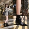 Bigtree Shoes 009-13 European and American Style Fashion Pedicure Thin and Comfortable Chunky Heel High Heel Pointed Elastic Lycra Ankle Boots