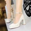 BIGTREE SHOES 9982-k105 European and American Style Banquet High Heels Wedding Shoes Thick Heel Super High Heel Waterproof Platform Satin Ankle-Strap Shoes