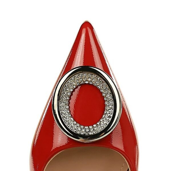 2478ccf431ee2f220d67729bd86b67f4 BIGTREE SHOES 1961-K61 European and American Style Banquet Fashion Women's Shoes Patent Leather Low-Cut Pointed-Toe Metal Rhinestone Buckle Pumps Women's High Heels