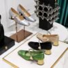 BIGTREE SHOES 5288-6 National Style Women's Shoes Banquet Chunky Heel Mid Heel Satin Embroidered Color Matching Square Toe Low-Cut Pearl Ankle-Strap Shoes