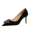 BIGTREE SHOES 18249-A3h52 National Style Women's Shoes Banquet High Heels Stiletto Low-Cut Pointed Toe Rhinestone Flower Rose Pumps
