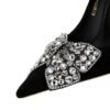 Bigtree Shoes 9511-H29 European and American Banquet High Heels Stiletto Heel Suede Shallow Mouth Pointed Toe Rhinestone Bow Pumps Women