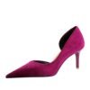 Bigtree Shoes 1363-A6 European and American Fashion Minimalist Banquet Women's Shoes Stiletto Heel Shallow Mouth Pointed Side Hollow out West Velvet Pumps