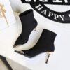Bigtree Shoes 319-12 European and American Style Fashion Banquet Women's Boots Short Tube Stiletto Heel Metal Pointed Toe Pedicure Slimming Suede Short Boots
