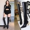 315-A16High-quality leather boots, plush warm winter boots, high-heeled boots-Bigtree shoes