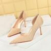 BIG TREE SHOES 8237 Korean Style Fashionable Simple Stiletto Heel Women's Shoes Slim Suede Shallow Mouth Pointed Toe Side Hollow Pumps High Heel