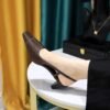 BIGTREE SHOES 171 Retro Style All-Match Mid Heel Chunky Heel Low-Cut Square Toe Cap Spring and Summer Women's Shoes Hollow Back Strap Slingback Sandals