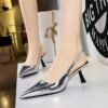 2a4458e77ce7efa3a08f9c489f1d42ca BIGTREE SHOES 070-10 Retro European American Style Fashion Hollowed-out Back Strap Women's Shoes Shallow Mouth Pointed High Heel Shoes Hollow High Heel Pumps