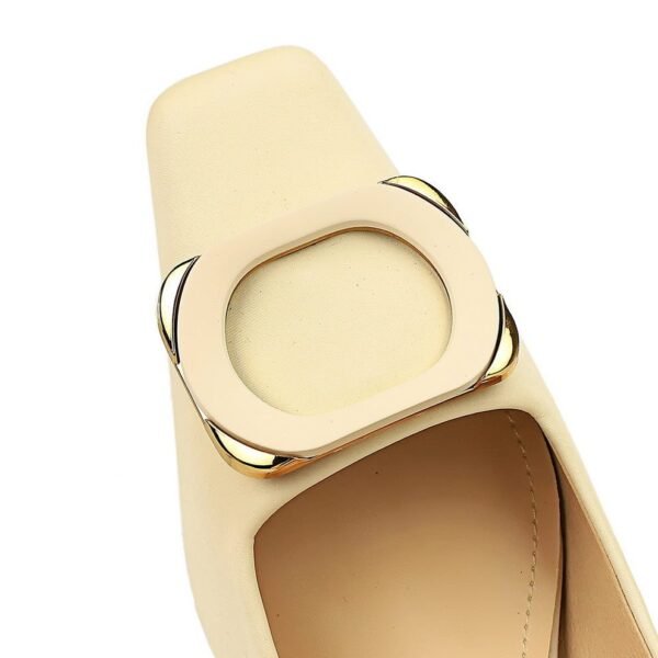 BIGTREE SHOES 6183-k22 European and American Spring and Autumn Banquet Women's Shoes High Heel Low-Cut Square Toe Metal Fastener Women's Thin Shoes High Heels