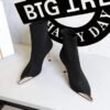 Bigtree Shoes 319-13 European and American Style Fashion Banquet Women's Short Boots Stiletto Heel Elastic Lycra Metal Pointed Ankle Boots