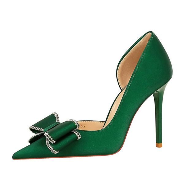 2e5ea44a5d897d0d9d420c0412f5aad8 BIGTREE SHOES 626-H36 Banquet High Heels European and American Women's Shoes Stiletto Heel Shallow Mouth Side Hollow Rhinestone Bow Pumps