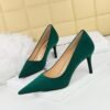 BIGTREE SHOES 7236-8 European and American Fashionable Simple Pedicure Slimming Women's Shoes Stiletto High Heel Low-Cut Pointed Suede Single-Layer Shoes High Heels