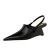 3068e84866545b894c6a4c7e6f29d502 BIGTREE SHOES 1097-3 Retro Europe and America Fashion High Heel Wedge Deep Mouth Pump Hollow Back Strap Sandals High Heels Women's Shoes