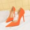 big tree shoes 1298-8 European and American Simple Banquet High Heels Stiletto Low-Cut Pointed Side Hollow Retro Litchi Pattern High Heel Pumps