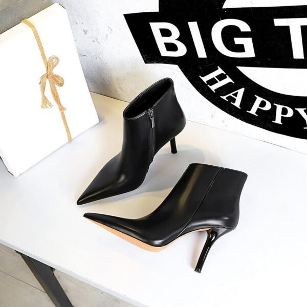 BIG TREE SHOES 1619-6 European and American Style Fashion Thinner Super High Heel Pointed Winter Side Zipper Female Boots Ankle Boots