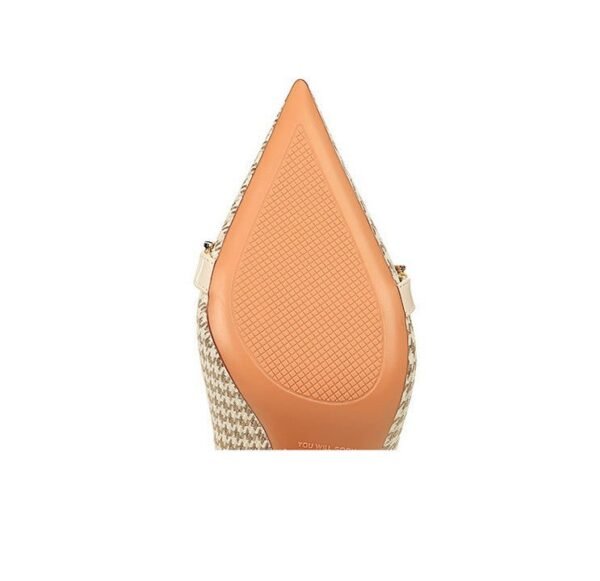 9283-1 European and American style houndstooth high-heeled high-heeled shallow-pointed pearl chain plaid women's shoes