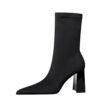 BIG TREE SHOES 318-1 European and American Slim Fit Thick Heel Super High Heel Stretch Lycra Pointed Toe Skinny Boots Female Boots Ankle Boots