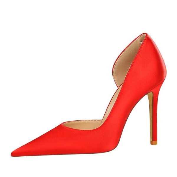 343624442e21559c195230acb44d0b5f BIG TREE 3165-8 European and American Fashion Minimalist Super High Heel Stiletto Satin Shallow Mouth Pointed Side Hollow High Heels Women's Thin Shoes