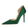 BIG TREE SHOES 1298-6 Korean Style Banquet High Heels Stiletto Heel Shallow Mouth Pointed Side Hollow Wave Embossed Satin Pumps