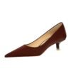 Bigtree Shoes 237-3 European and American Style Fashionable Simple Pedicure Banquet Mid Heel Women's Shoes Stiletto Low Mouth Pointed Spring Single-Layer Shoes
