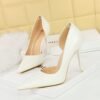 36aff2f58270697f430f89cfe67856e6_bd0f4157-8465-4b30-82f8-32929e535429 BIG TREE SHOES 1298-2 Retro European American Style Banquet High Heels Stiletto Low-Cut Pointed Embossed Patent Leather Side Hollow-out Pumps Women's Shoes